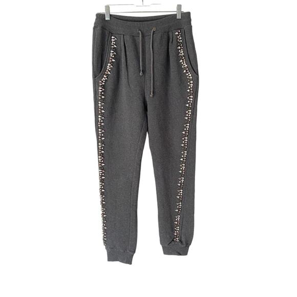 Hemant and Nandita Embellished Chrystal Charcoal Gray Sweatpants Joggers XS - Picture 2 of 10